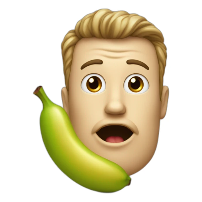 Une pomme avec des yeux qui mangent une banane sticker