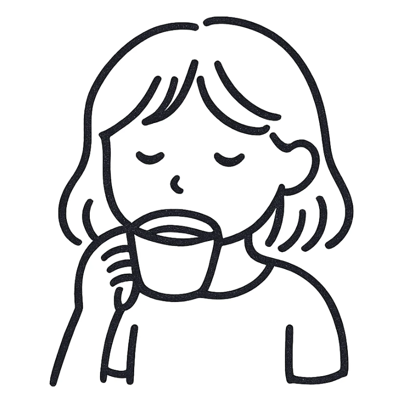 a girl with brown hair drinking matcha sticker