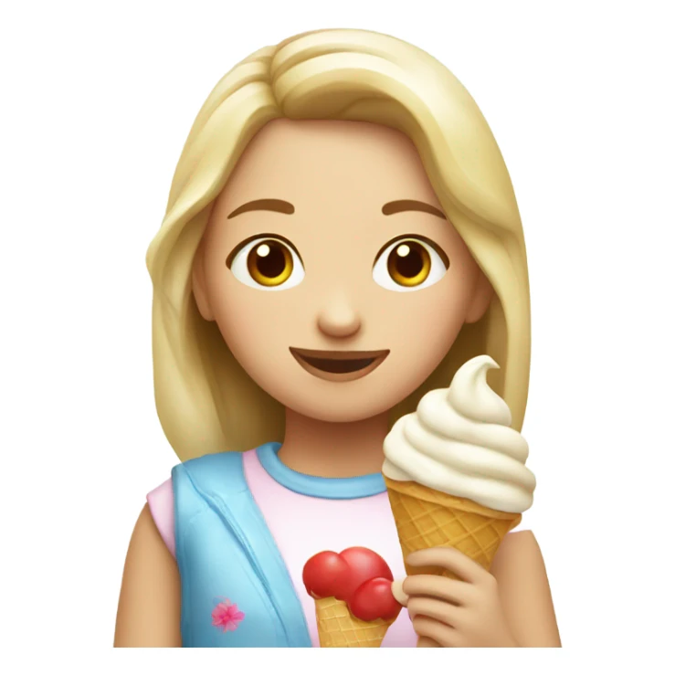 a russian girl enjoying an ice cream sticker