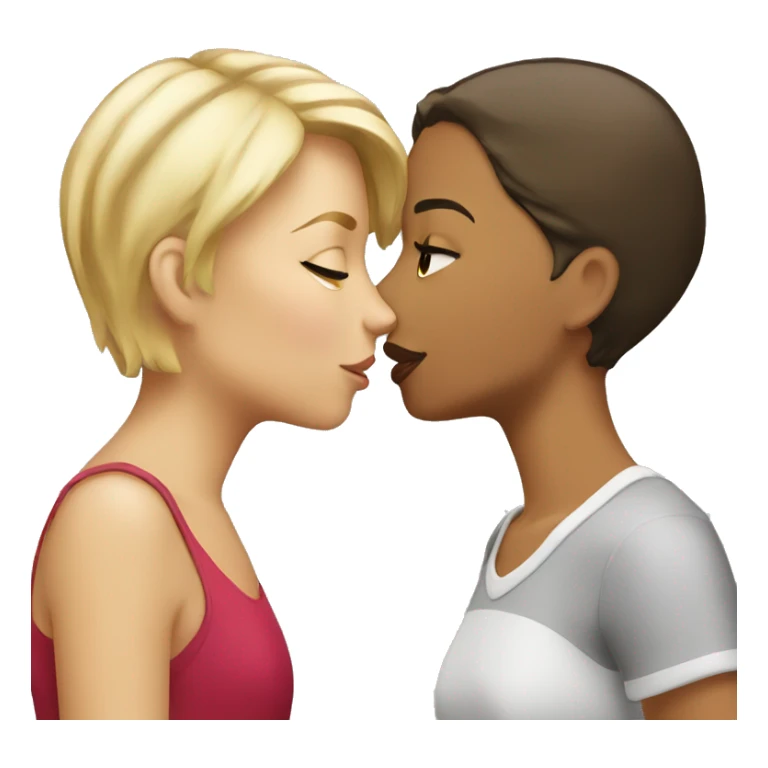 blond girl kissing a brunette with short hair sticker