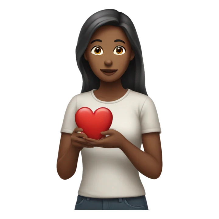 Women holding heart sticker