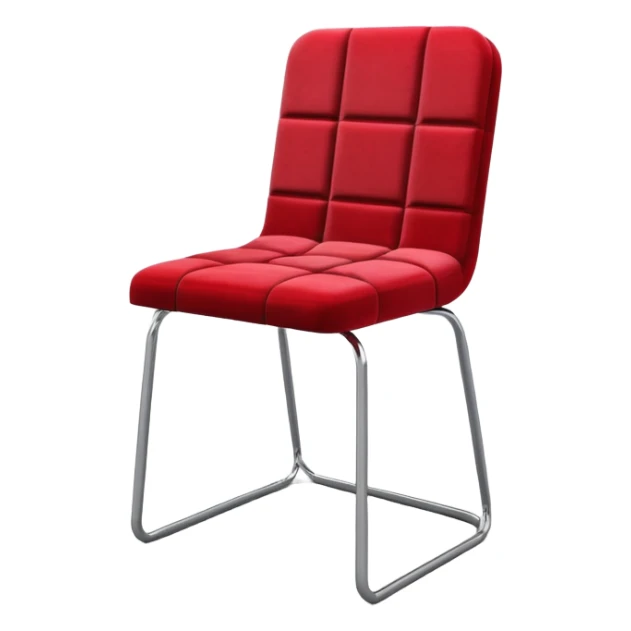 3D render of Clipping Chair, digital glitch art aesthetic, data corruption visual, red velvet chair half-stuck inside a grey wall, pixelated distortion, emoji style, isolated on white background --v 6.0. sticker