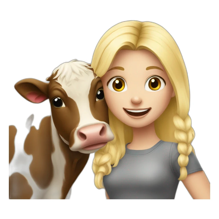 Blondie girl loving cow sticker