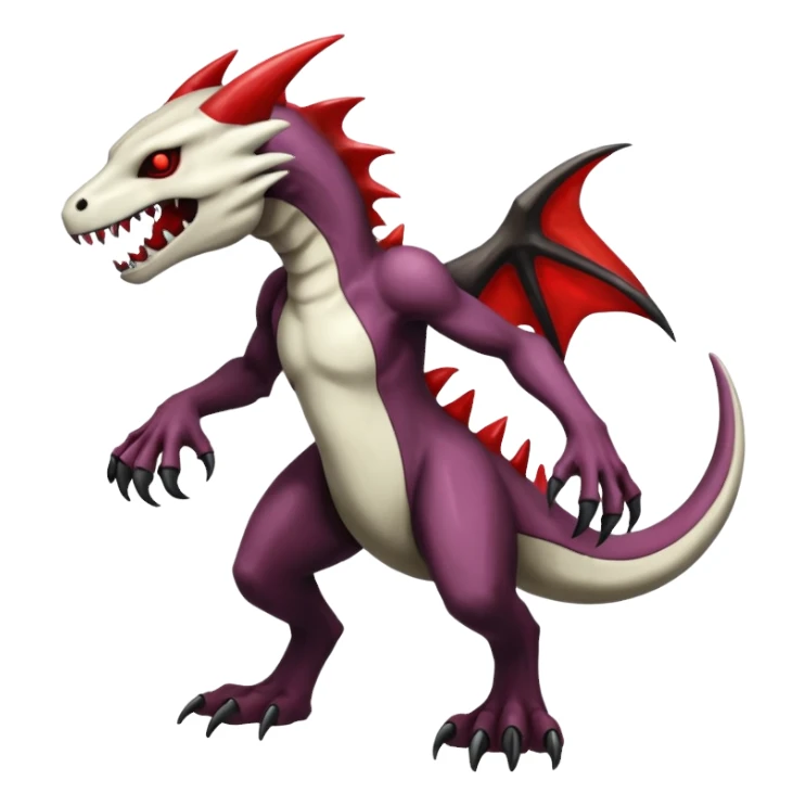 Shiny White Evil Glowing Eldritch Marowak-Salandit-Duskull-Darkdramon-fusion with bloody red markings sticker