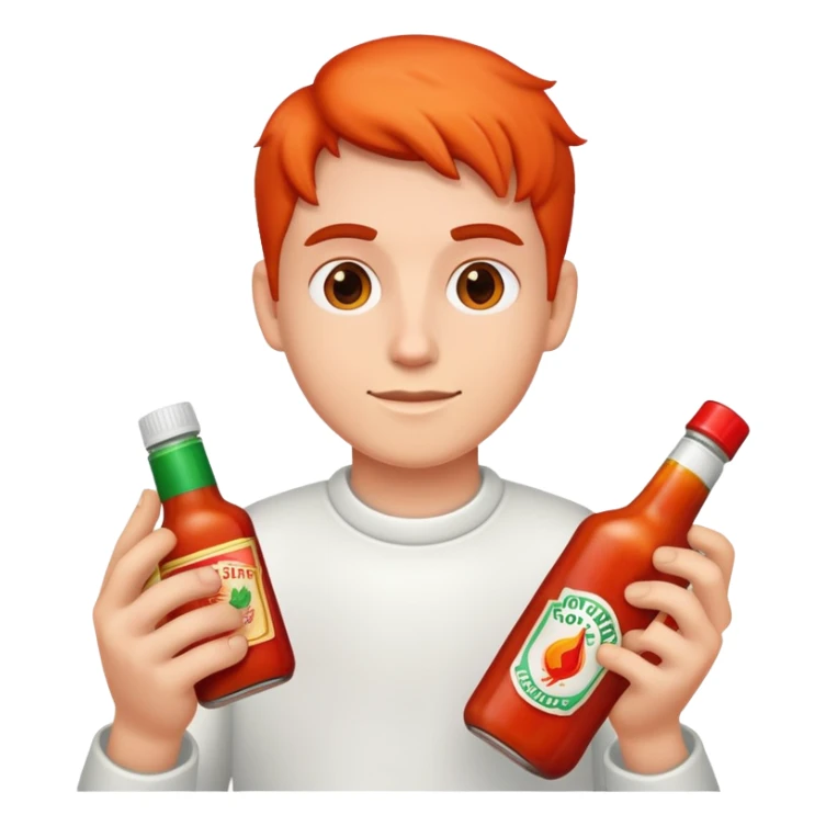 Me holding a bottle of hot sauce  sticker