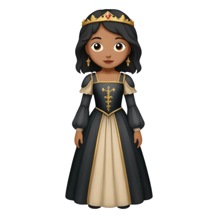 Crea a una chica de pelo corto color negro con vestido medieval sticker
