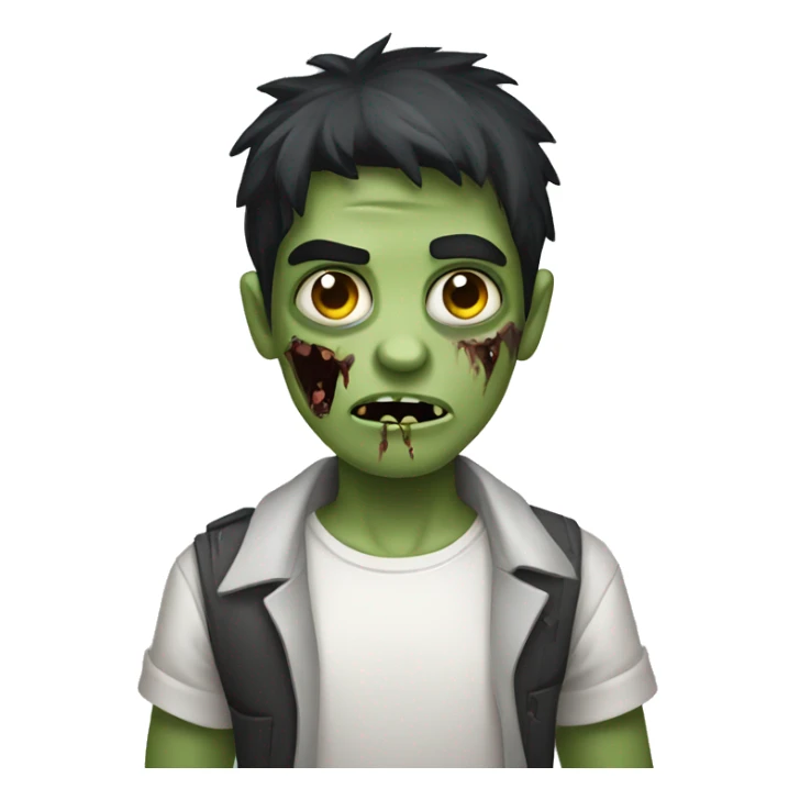 boy zombie with dark hair and white shirt sticker