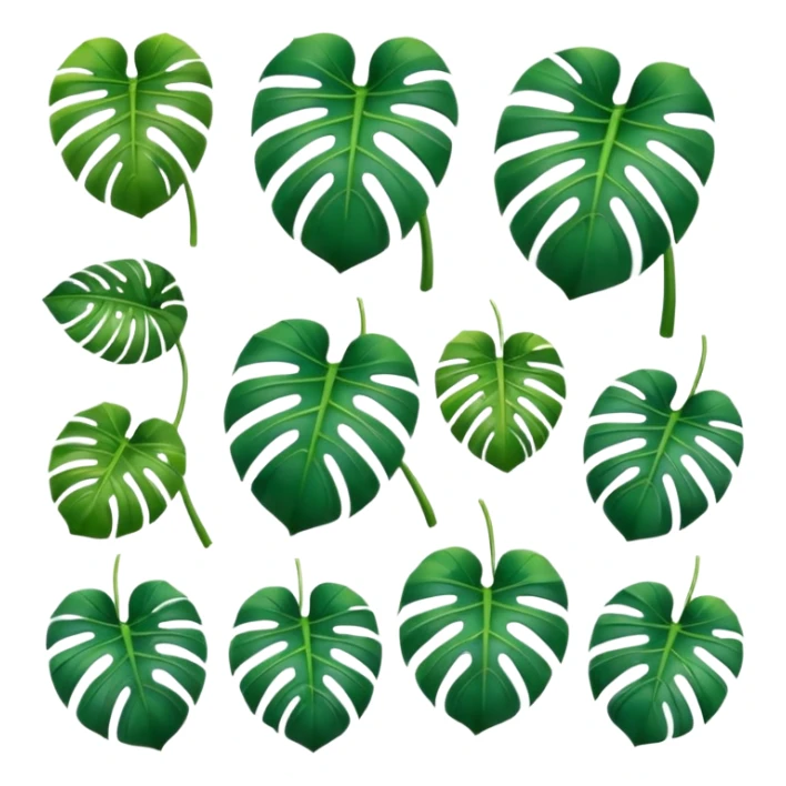 ten small icons of mostera leaves sticker