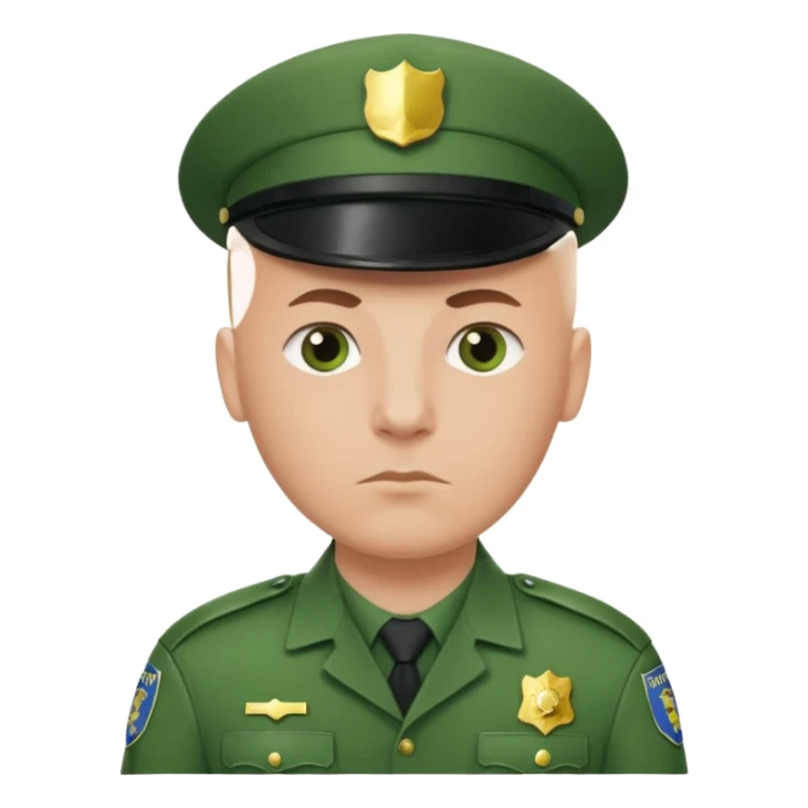 green uniform police bald sticker