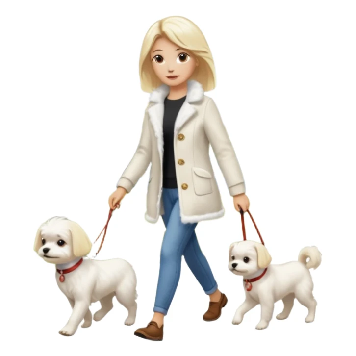 blonde woman walking Maltese dog sticker