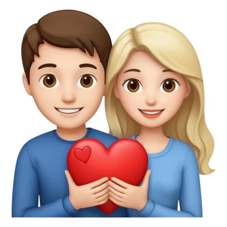 romantic love, romantic couple holding a heart sticker