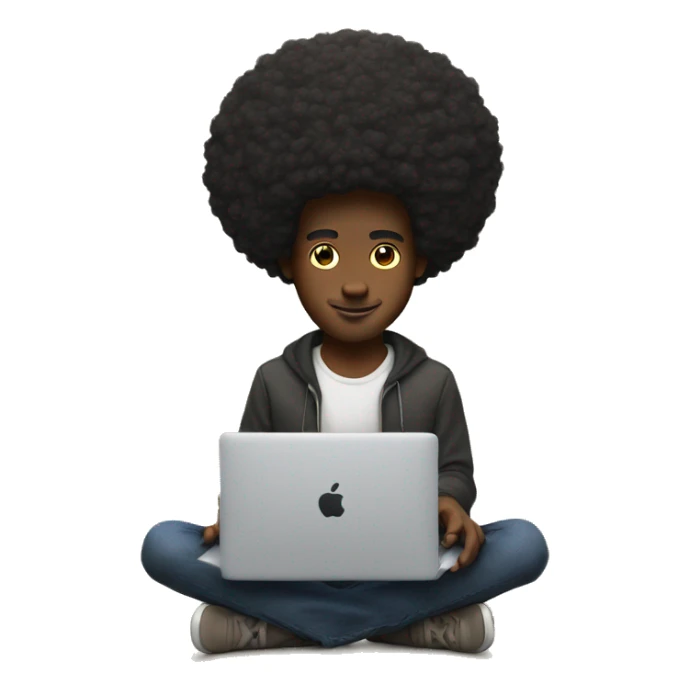 Afro american holding a macbook on top of his head sticker