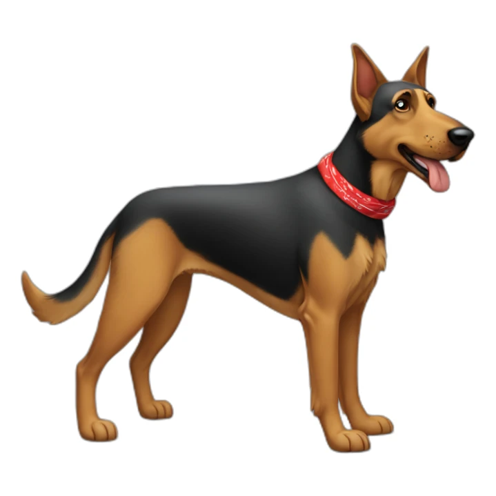 Coonhound/German Shepherd dog wearing small plain red bandana walking left semi realistic with floppy ears sticker