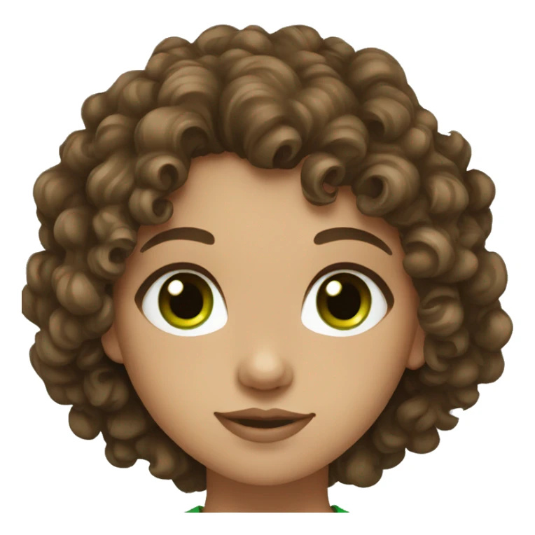 Brown hair Curly girl with green eyes sticker