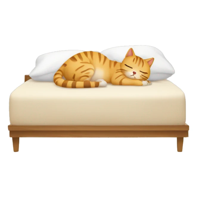 Gatito atigrado beige durmiendo en la cama sticker