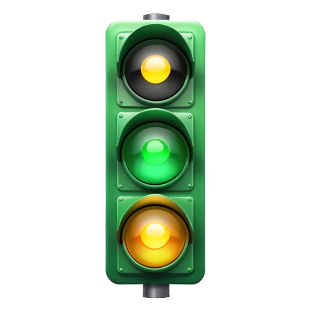 green traffic light stoplight with illuminated green light sticker