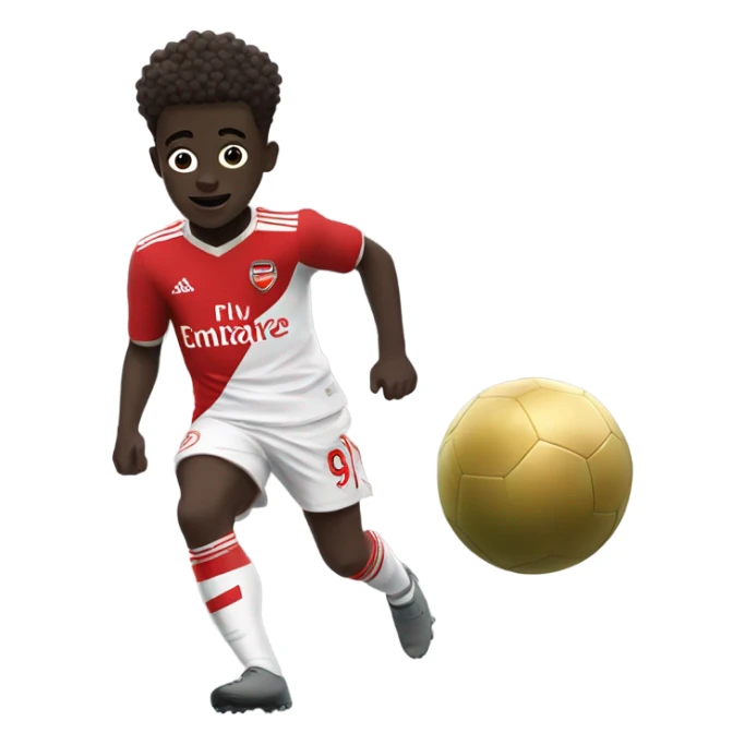 Cute, dribbling Bukayo Saka with arsenal uniform sticker