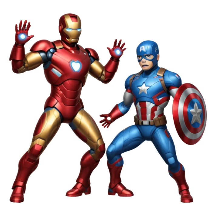 Iron Man and Captain America in battle pose sticker