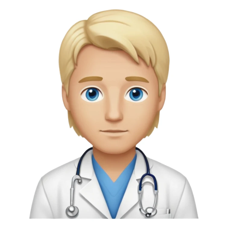 white guy with blonde hair and blue eyes. doctor sticker