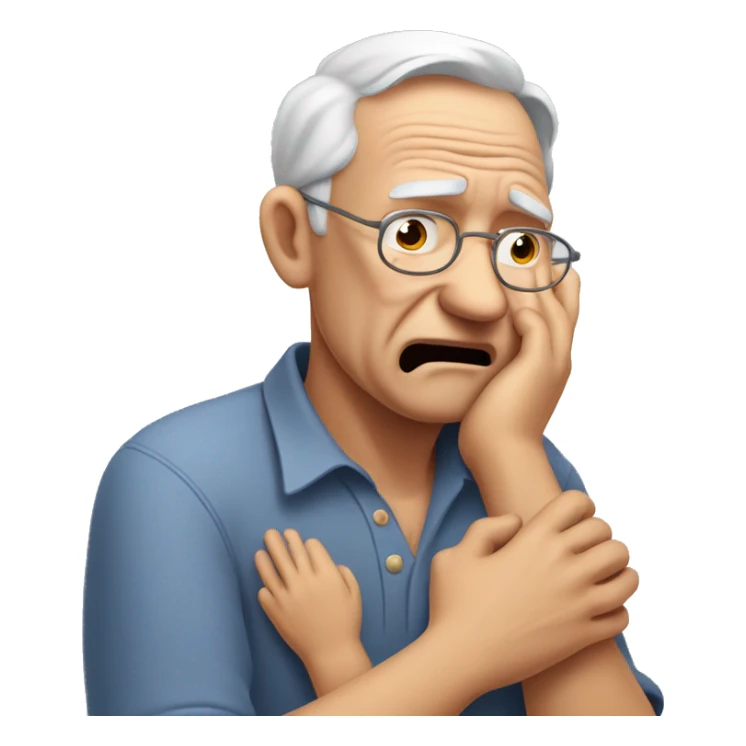 grandpa crying while holding his hand to his chest while the family starts to worry sticker