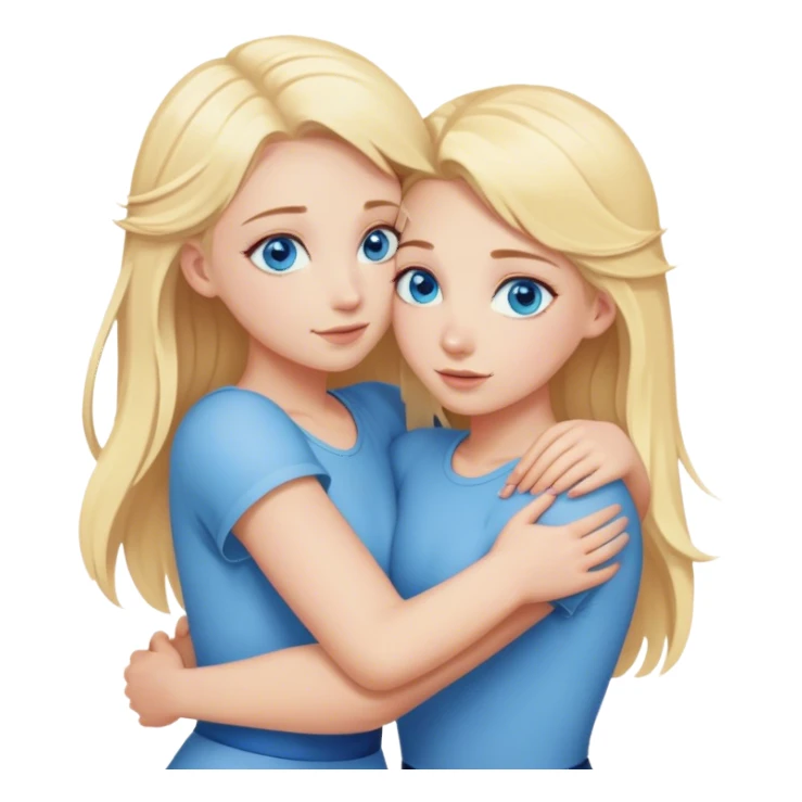 Two blonde girls with blue eyes hug each other sticker