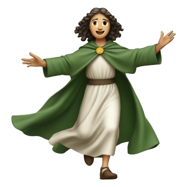 saint brigid running, with a large stride and arms outstretched sticker