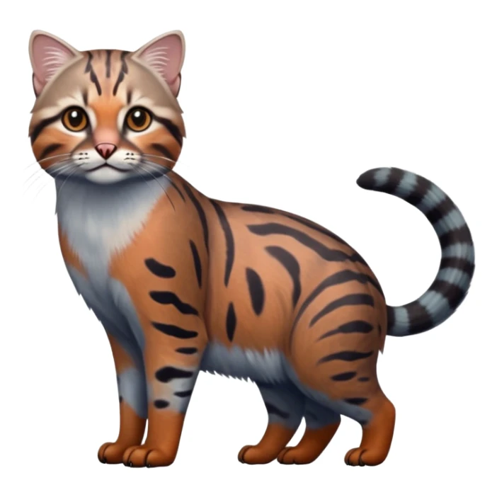 Realistic colorful shiny glossy smooth whitish pastel dusky dark gloomy wild natural elegant lifelike Pallas-cat-ocicat-ocelot-Rusty-spotted-cat-fusion-hybrid-animal-creature, full body, hyper-realism sticker