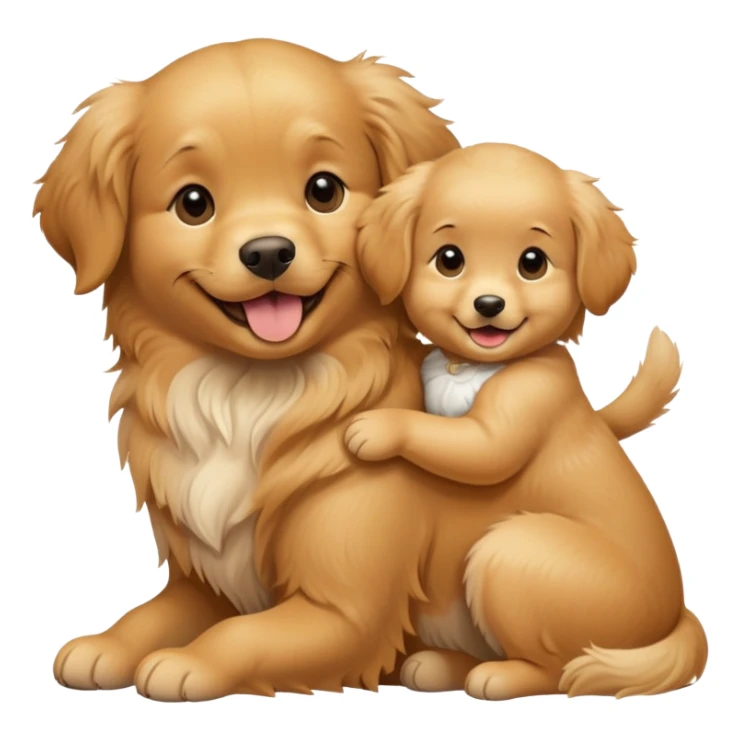 Golden retriever with baby sticker