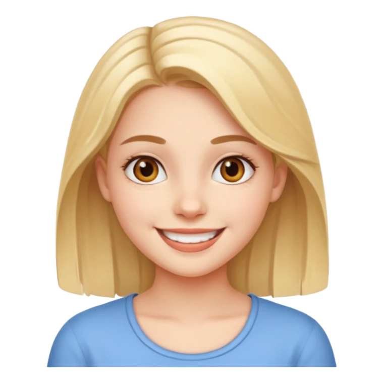 create the head okf the young pretty gitl in ios style smiling sticker