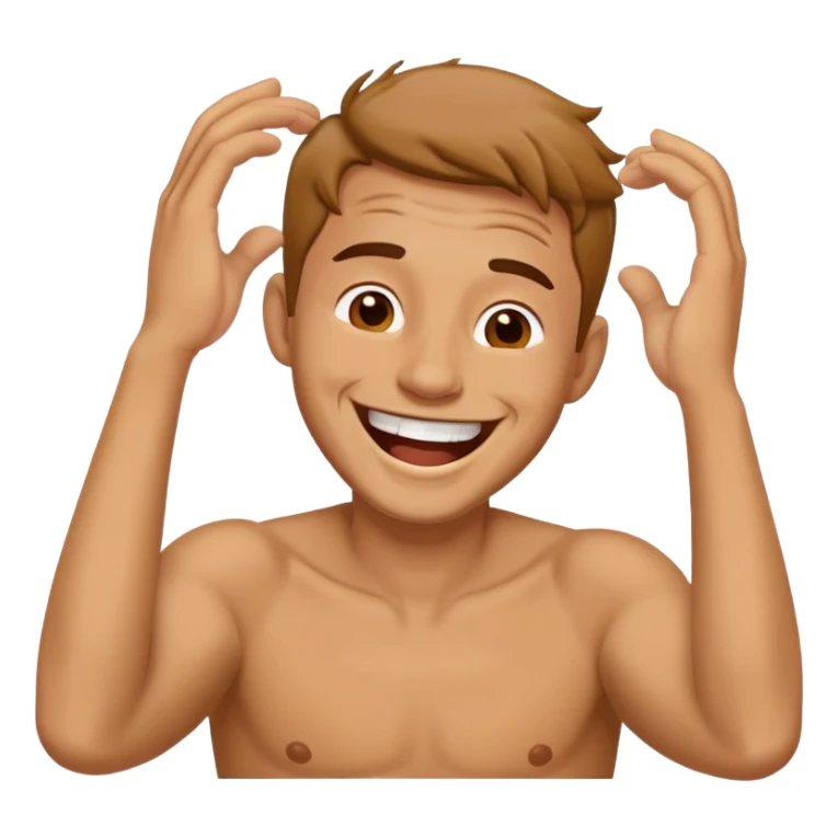 Man holding his neck with his hands and laughing sticker