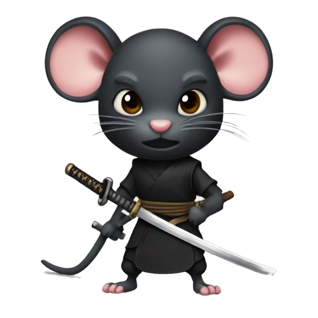 ninja black skin rat with katana sticker