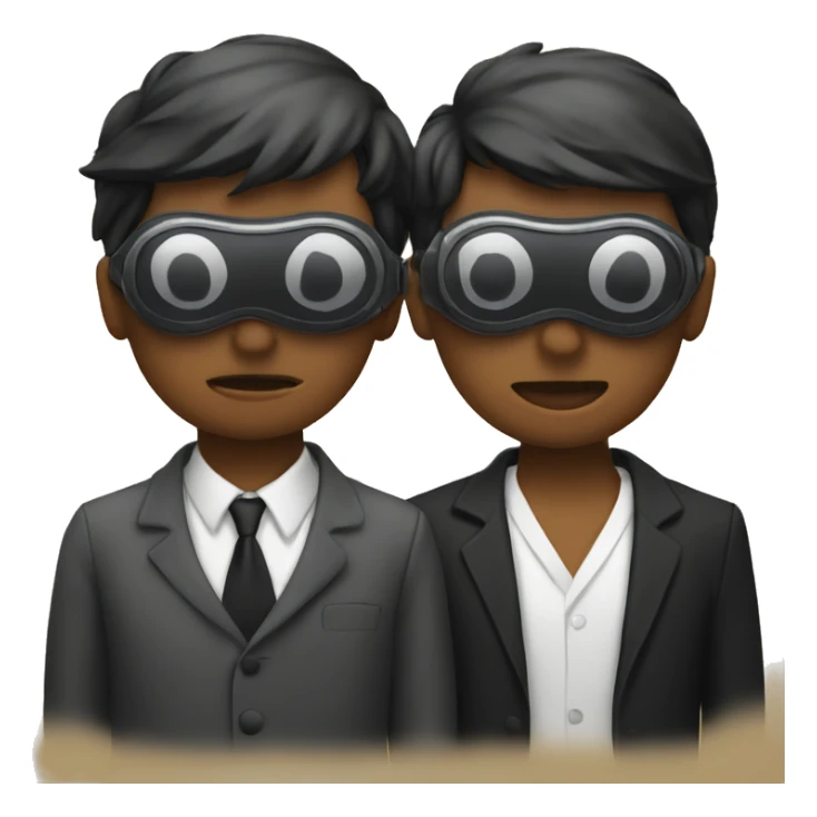 boys in a viewfinder scene and they are both blindfolded sticker