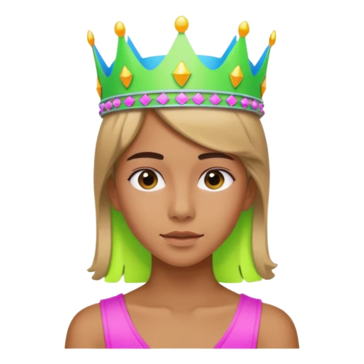 A stylish teen wearing a neon plastic crown for fun.

























 sticker