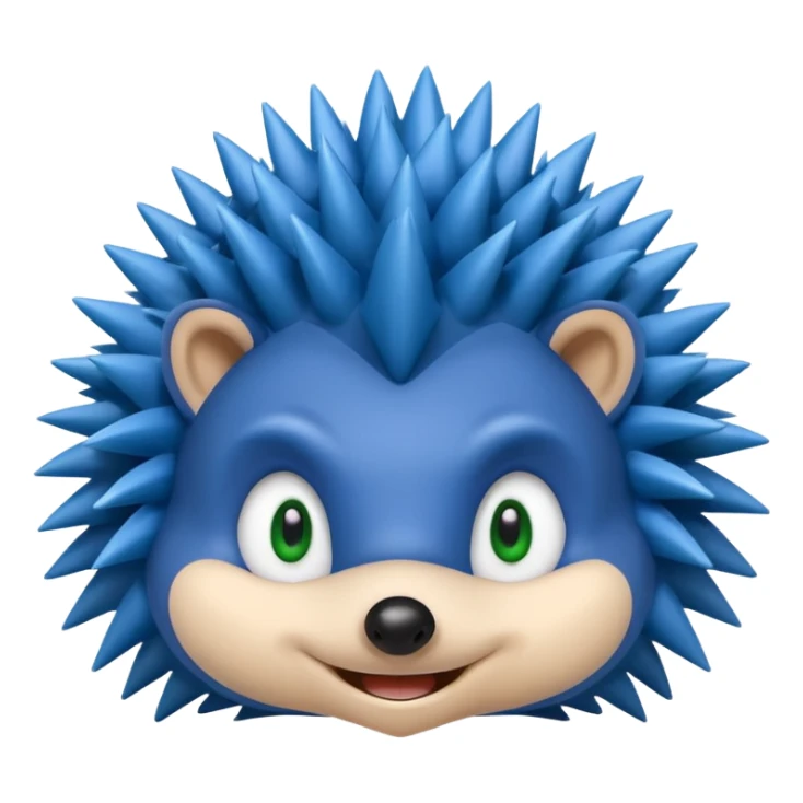 Blue anthropomorphic hedgehog, spiky hair, large green eyes, confident smile. sticker