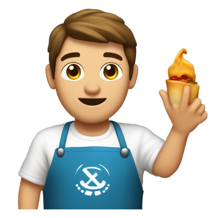 Un chico rubio con un embudo de cocina en la mano sticker