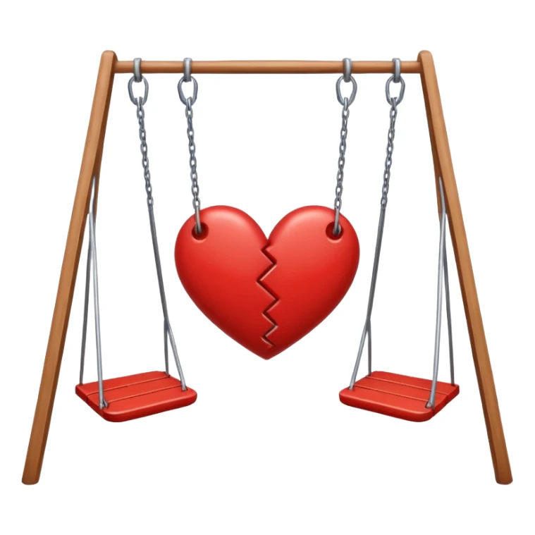Two swings facing each other head to head, making heart shape sticker