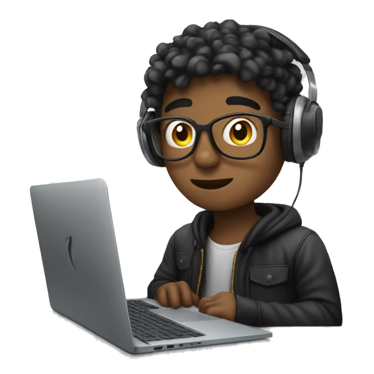 boy Music producer with a Macbook  sticker