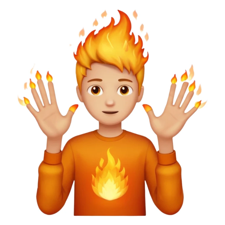 A boy with no hands fire instead made out of fire sticker