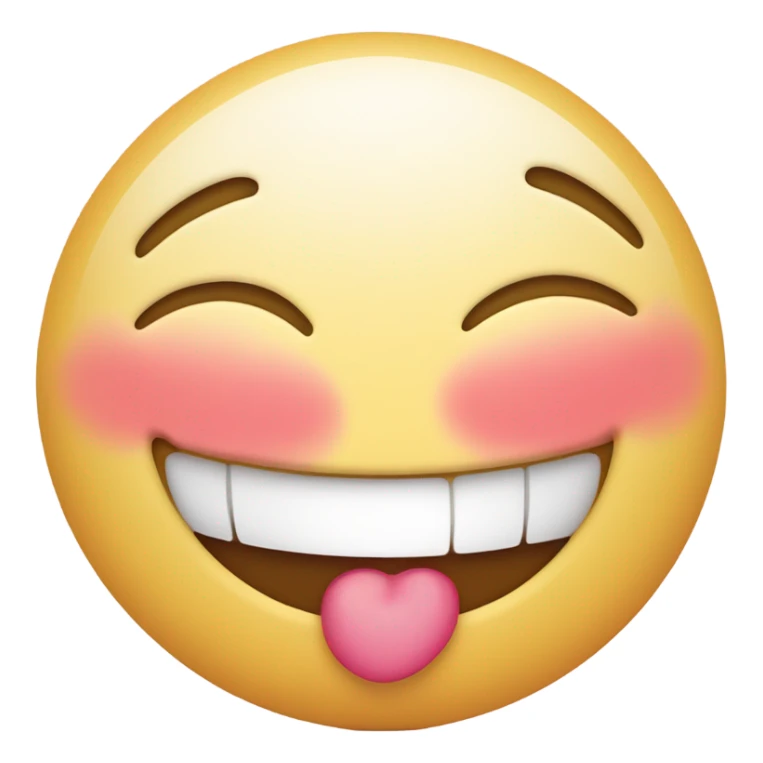 Make a grinning face with a blush and hearts in the eyes sticker