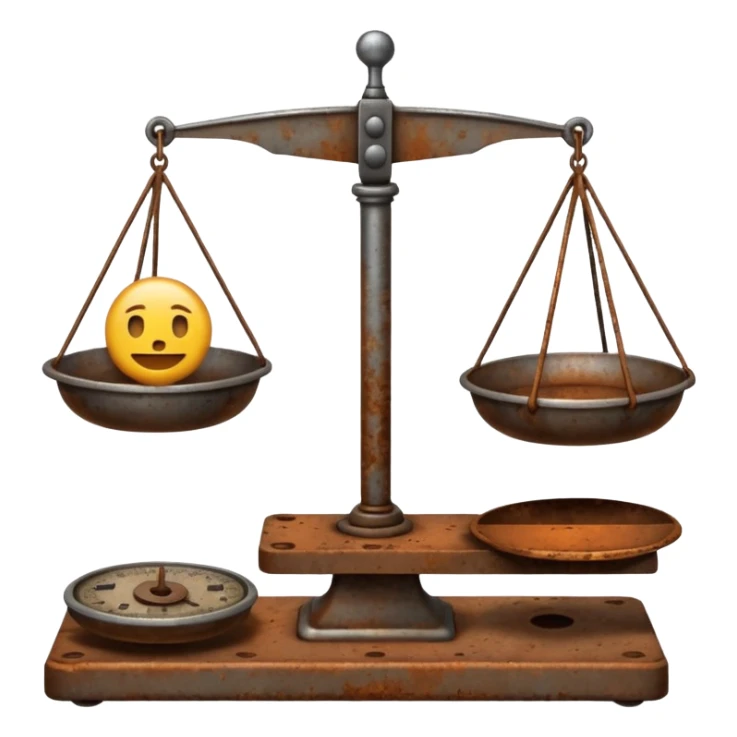 An emoji in ios style of an unbalanced old scale sticker