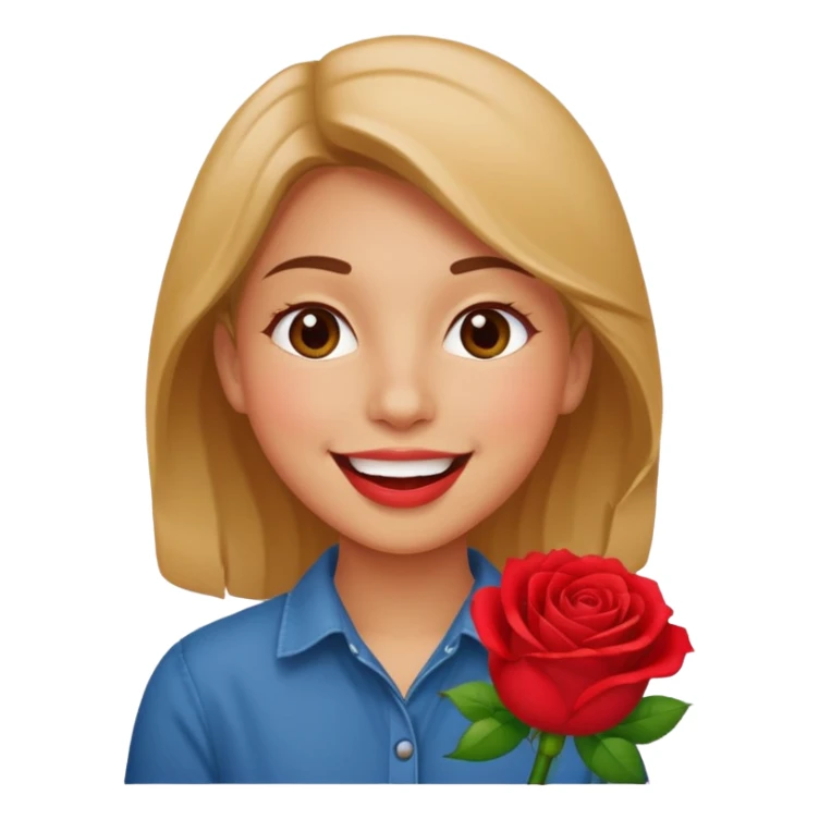 Happy face with rose in mouth sticker