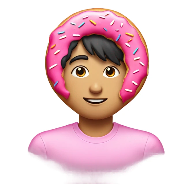 pink donut with black hairs on it sticker