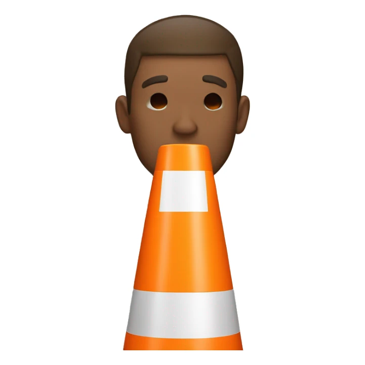 Guy who hide his eyes with a orange traffic cone sticker