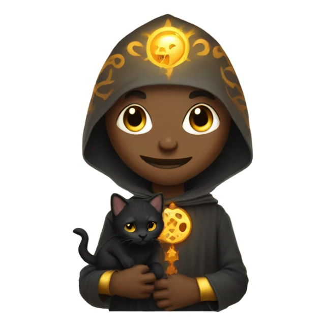 A sun warlock who has light skin and is holding a black kitten sticker