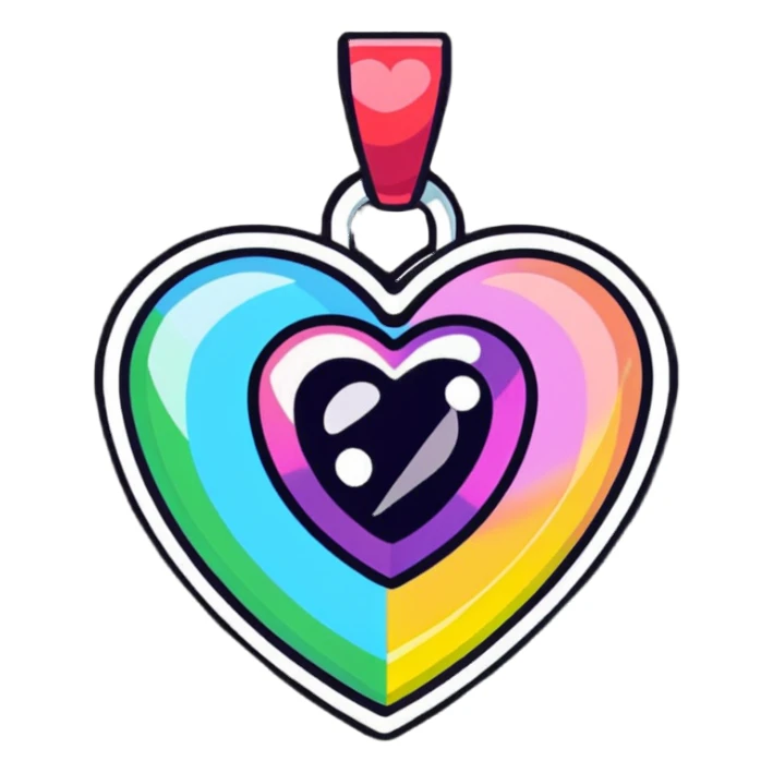 heart shaped mystic topaz holographic charm with rainbow sparkles sticker