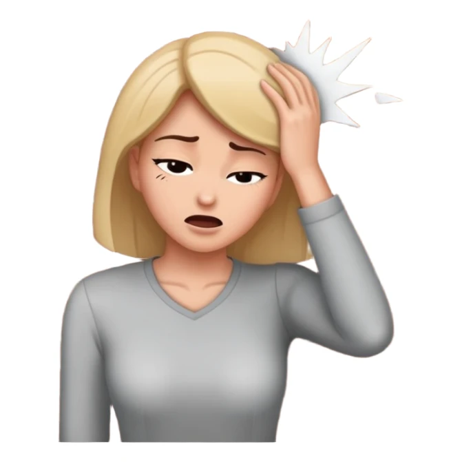 A woman hitting her head on a wall sticker