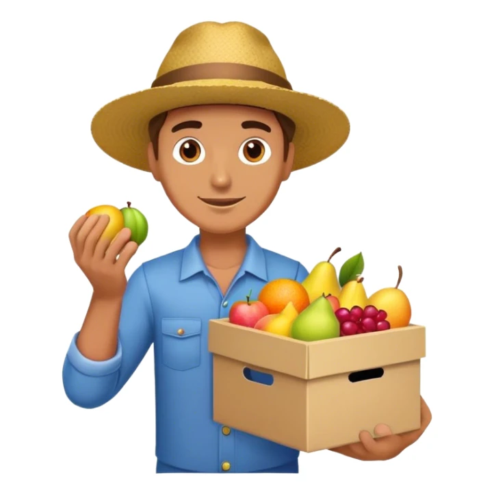 man with a box full of fruits sticker