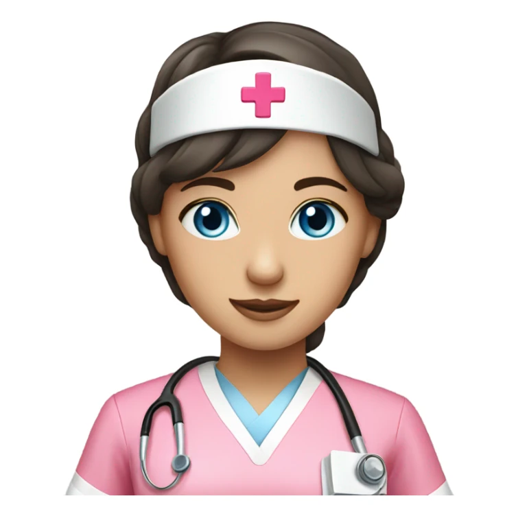 Brunette blue eyed nurse wearing pink  sticker