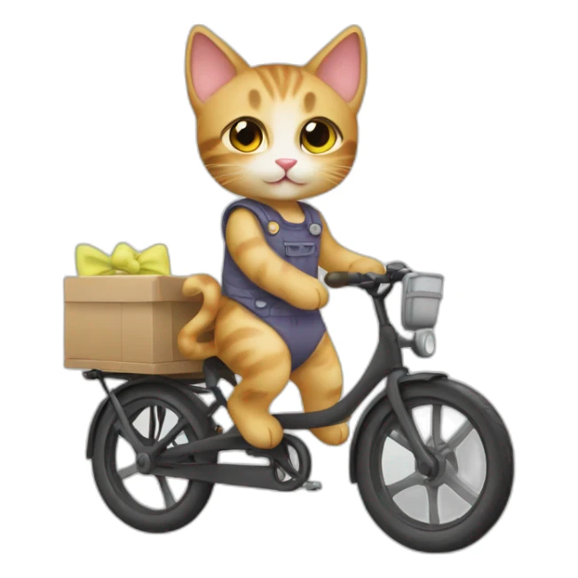 a kitten in a cargo bike wearing a cute dress sticker