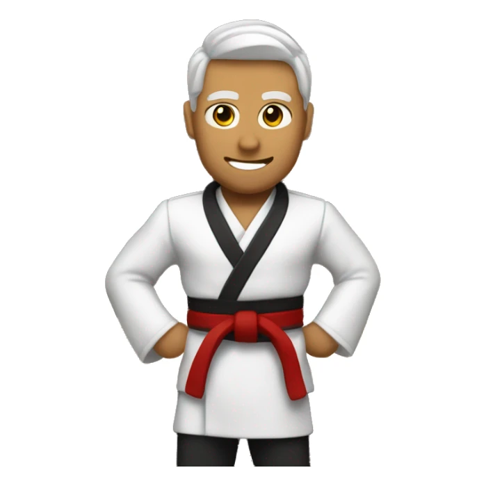 señor de pelo café muy oscuro y piel blanca con traje de karate  sticker